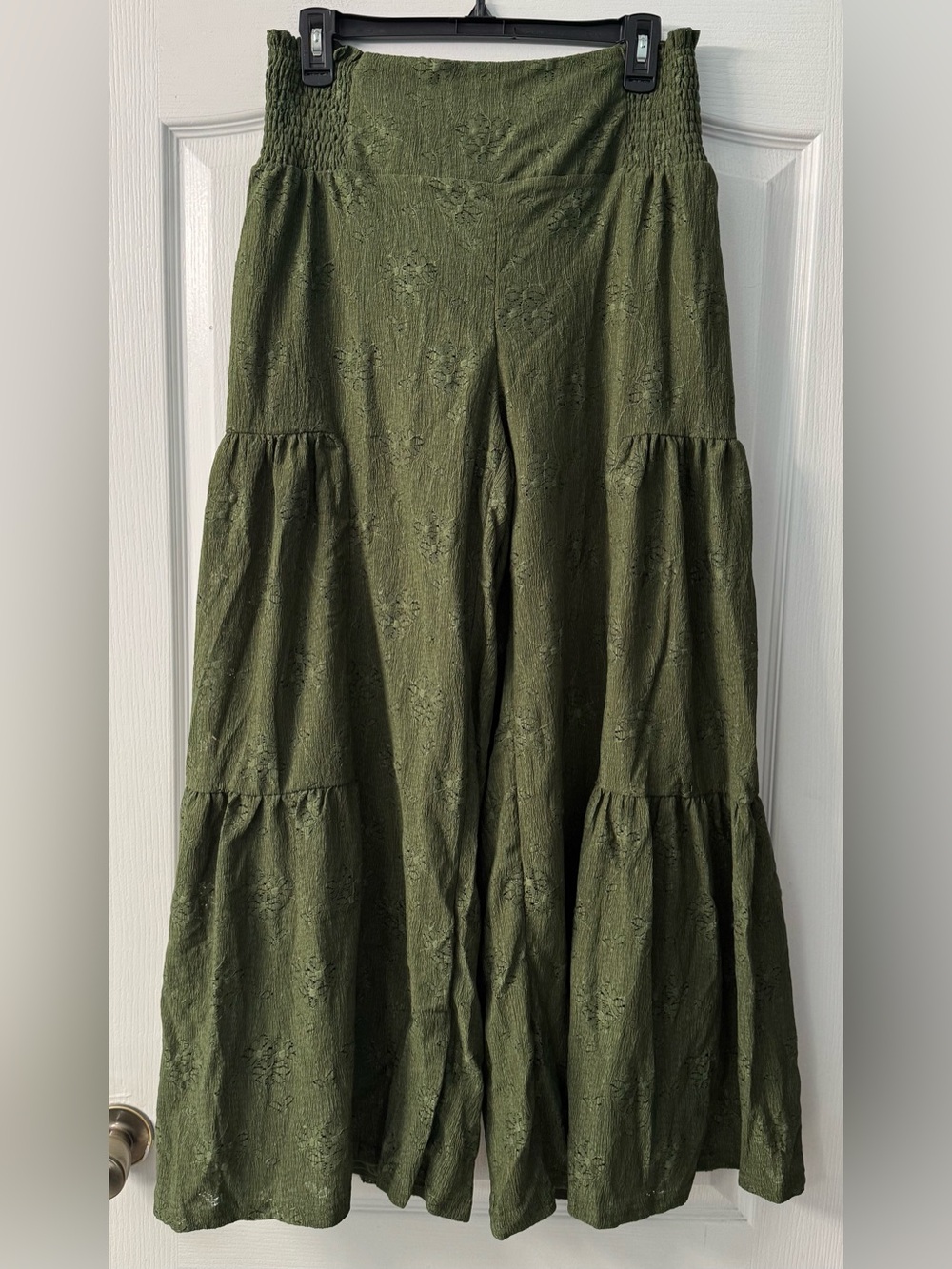 Cider Wide Leg Lined Palazzo Pants in Olive Green